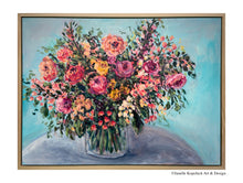 Load image into Gallery viewer, Roses on Teal 30x40