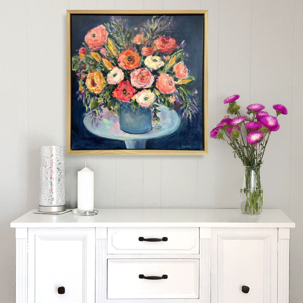 Florals on Pedestal Painting on Canvas