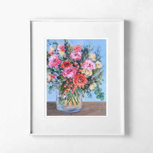 Roses and Eucalyptus - Fine Art Print