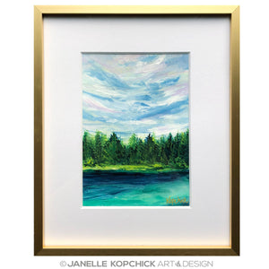 Framed Landscape on Water Original Painting