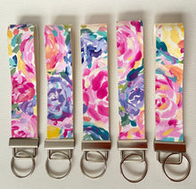 Load image into Gallery viewer, Floral Faux Leather Wristlet Keychain - Large