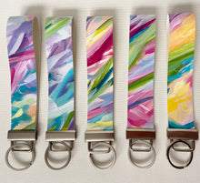 Load image into Gallery viewer, Brush Strokes Colorful Faux Leather Wristlet Keychain