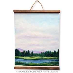 Purple Mountain Landscape Original Scroll Canvas Painting